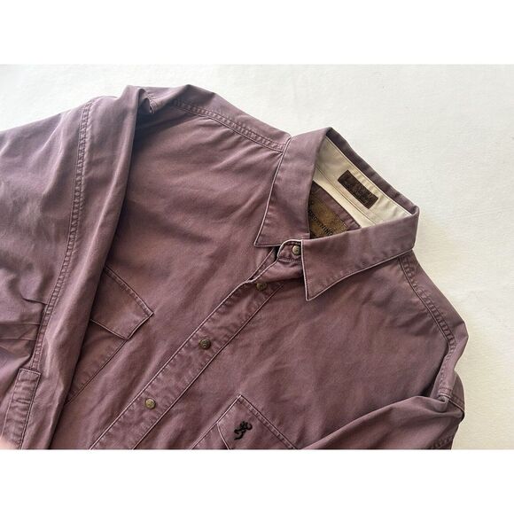 Browning SuperNaturals Shirt Burgundy Snap Mens XL Heavy Cotton Hunting‎ Shirt - Picture 1 of 13